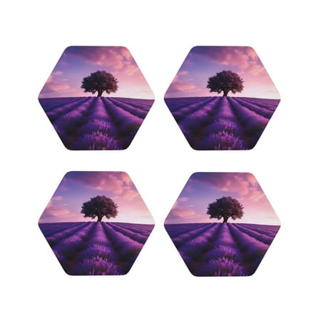 KLL Drink Coasters Set Hexagon of 4 PU Leather Absorbent Coasters Set Decorative Coffee Cup Coasters Housewarming Gift for Home Decor-Lavender Field Sunset
KLL Drink Coasters Set Hexagon of 4 PU Leather Absorbent Coasters Set Decorative Coffee Cup Coasters Housewarming Gift for Home Decor-Lavender Field Sunset