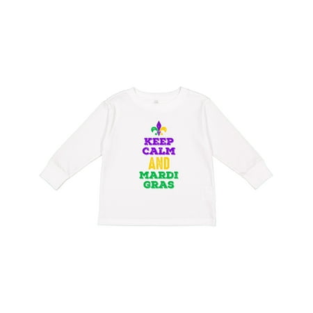 Inktastic Keep Calm Mardi Gras Gift Toddler Toddler Girl Long Sleeve T-Shirt