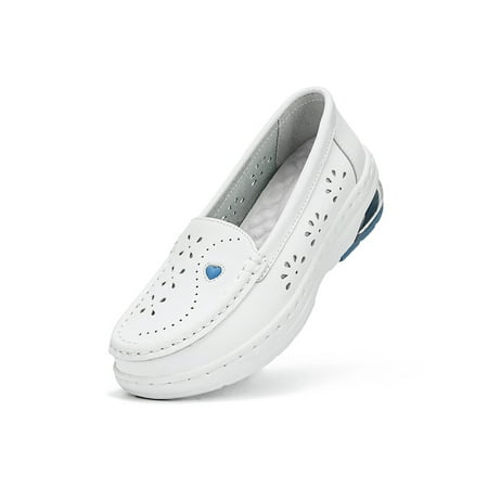 GENILU Womens Nonslip Soft Sole Round Toe Moccasins Walking Lightweight Comfort Flat Nurse Shoe