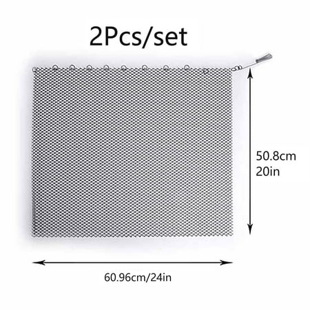 LegendFlame Fireplace Mesh Screen Curtain Two 24\ Wide Panels Black Matte