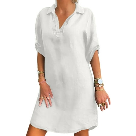 Women s Summer Dresses with Soft Cotton V-Neck Pullover Short-Sleeved for Birthday Thanksgiving Day Gift S White
Women s Summer Dresses with Soft Cotton V-Neck Pullover Short-Sleeved for Birthday Thanksgiving Day Gift S White