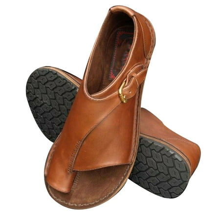 Womens Flat Sandals Open Toe Buckle Strap Beach Shoes Anti-Slip Breathable for Summer New