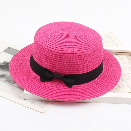 Ladies Women s Summer Solid Top Hat Sun Visor Sun Straw Beach Hat