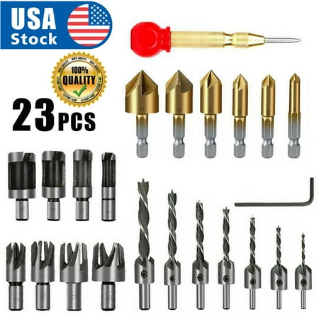 AOK USA 23Pcs Woodworking Chamfer Drilling Tool Countersink Drill Bits Wood Plug Cut
AOK USA 23Pcs Woodworking Chamfer Drilling Tool Countersink Drill Bits Wood Plug Cut