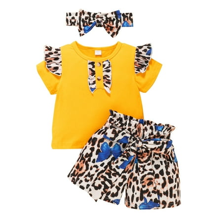 Toddler Girls Short Sleeve Leopard Hearts Printed Ruffles Romper Bodysuits Headbands Set Leopard Print Butterfly Pants Headband
Toddler Girls Short Sleeve Leopard Hearts Printed Ruffles Romper Bodysuits Headbands Set Leopard Print Butterfly Pants Headband
