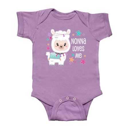 Inktastic Nonna Loves Me- cute and happy llama Gift Baby Boy or Baby Girl Bodysuit