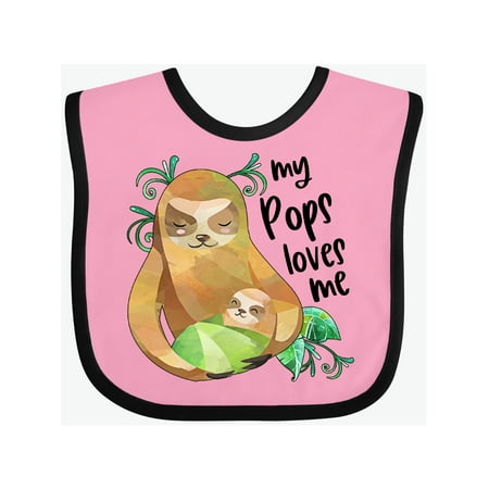 Inktastic My Pops Loves Me- Cute Sloth and Baby Gift Baby Boy or Baby Girl Bib
