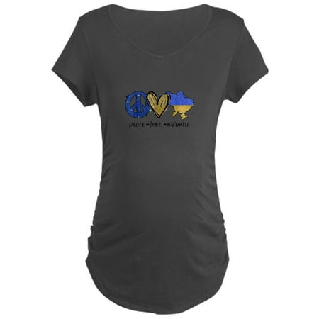 

CafePress - Peace Love Ukraine Ukrainian Fla Maternity T Shirt - Maternity Dark T-Shirt