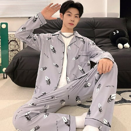 PIKADINGNIS Men Pajama Set Leisure Loose Pyjamas Cotton Lounge Wear Cardigan Turn-down Collar Print Luxury Home Suits Young Boy Sleepwear
PIKADINGNIS Men Pajama Set Leisure Loose Pyjamas Cotton Lounge Wear Cardigan Turn-down Collar Print Luxury Home Suits Young Boy Sleepwear