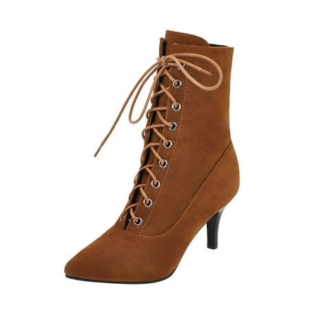 kpoplk Ankle Boots for Women Low Heel Ladies Solid Color Suede Pointed Lace Up Thin High Heel Short Boots (Brown 8.5)
kpoplk Ankle Boots for Women Low Heel Ladies Solid Color Suede Pointed Lace Up Thin High Heel Short Boots (Brown 8.5)