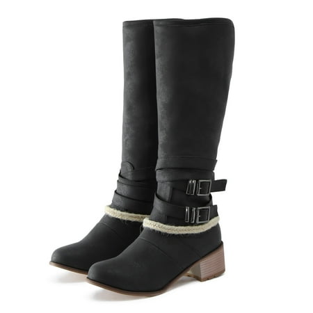 Cathalem Leather Boots for Women Mid Calf with Buckle Womens Shoes Round Toe Belt Buckle Back Fashion Boots for Women Mid Calf Black 9.5
Cathalem Leather Boots for Women Mid Calf with Buckle Womens Shoes Round Toe Belt Buckle Back Fashion Boots for Women Mid Calf Black 9.5