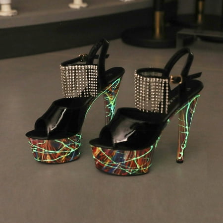 Cathalem Tan Flat Sandals for Women Tassel Fluorescent Luminous Leather High Heels Thin Heels Fuzzy Sandals with Strap for Women Black 8.50
Cathalem Tan Flat Sandals for Women Tassel Fluorescent Luminous Leather High Heels Thin Heels Fuzzy Sandals with Strap for Women Black 8.50