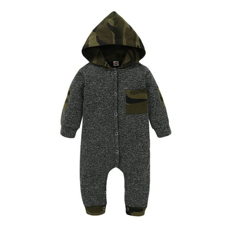 OLLUISNEO Newborn Baby Boys Romper Hoodie Single-row Buttons Camouflage Pocket Long Sleeve One-piece Jumpsuit 3-6 Months Gray
OLLUISNEO Newborn Baby Boys Romper Hoodie Single-row Buttons Camouflage Pocket Long Sleeve One-piece Jumpsuit 3-6 Months Gray