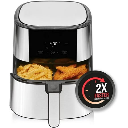 Stainless Steel Air Fryer With Basket Divider 8 Quart