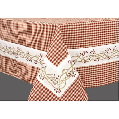 36 x 36 Burgundy Checks With Berryvine Accent Table Cloth