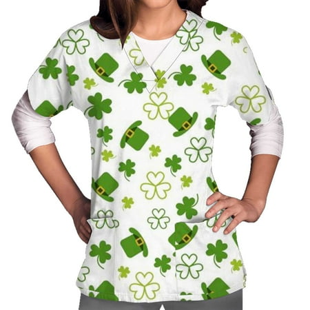 YWDJ St Patrick s Day Scrub Tops for Women Graphic Tees Clover Print with V Neck Short Sleeve Green XL
YWDJ St Patrick s Day Scrub Tops for Women Graphic Tees Clover Print with V Neck Short Sleeve Green XL