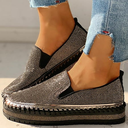 YTJX Casual Shoes For Women s Leisure Thick-Soled Flat Shoes Comfortable Loafers