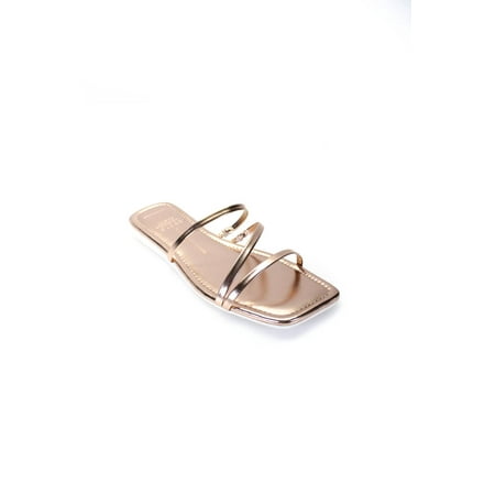 Pre-owned|Dolce Vita Clear Womens Square Toe Strappy Flat Sandals Rose Gold Size 10