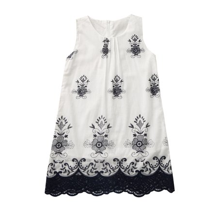 Easter Dresses for Girls Sleeveless Casual Dresses Casual Print Navy 2T