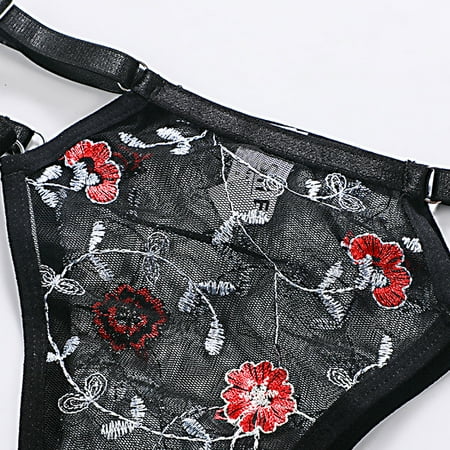 Intimates Women Sexy Lace Sleepwear Lingerie Temptation Bra Underwear Nightwear Polyester no underwire sports bra Black