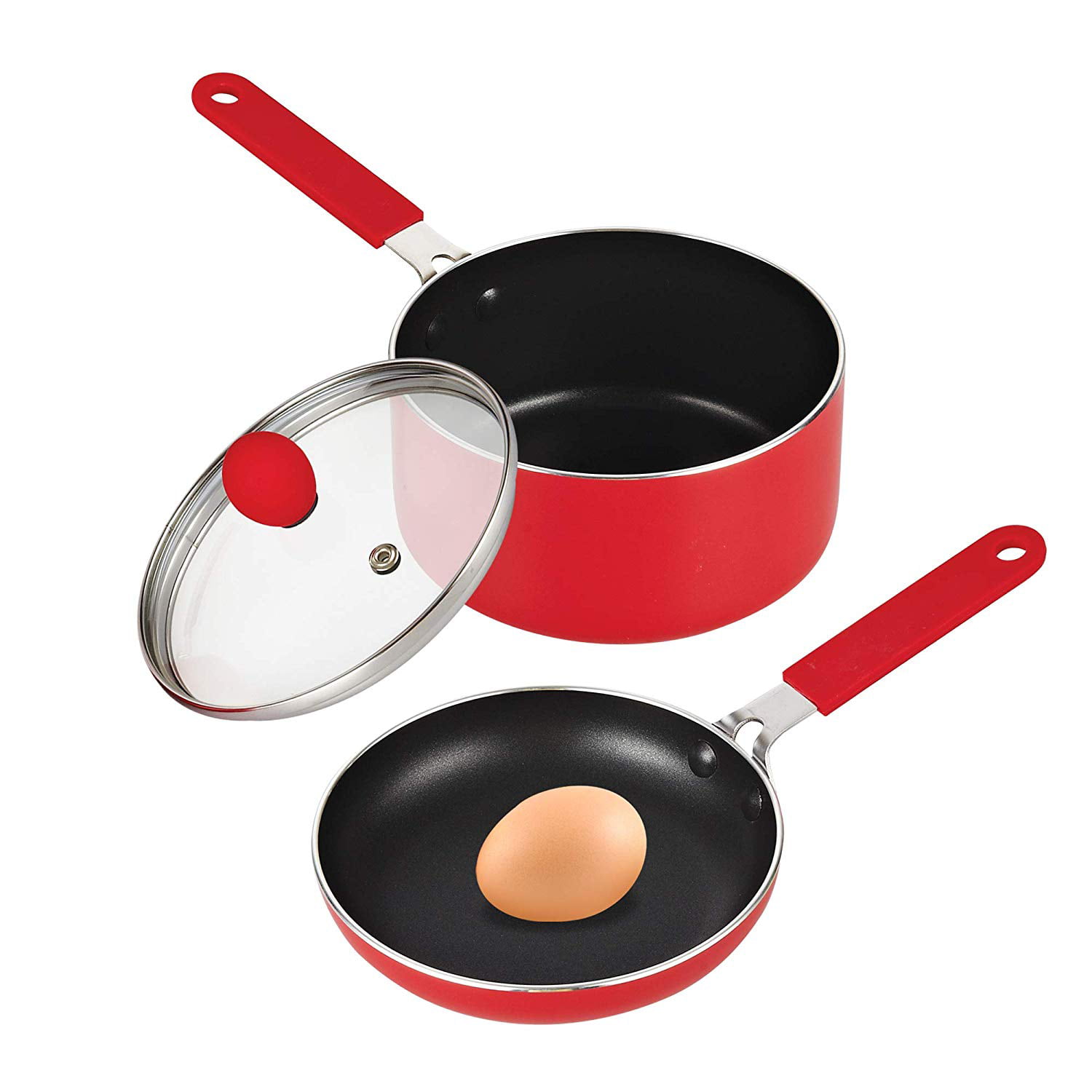 Nonstick Mini Size One Egg Fry Pan And Sauce Pan Qt With Lid Set