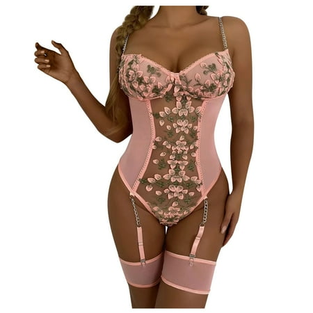BIZIZA Womens Sexy Lingerie Bodysuit with Garter Belt Embroidered Babydoll Lace One Piece Teddy Pink S
BIZIZA Womens Sexy Lingerie Bodysuit with Garter Belt Embroidered Babydoll Lace One Piece Teddy Pink S