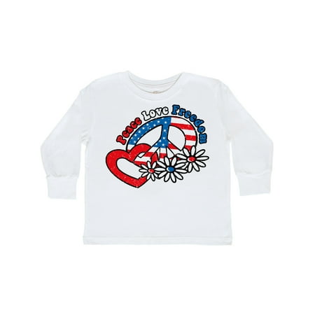 Inktastic Peace Love Freedom Gift Toddler Toddler Girl Long Sleeve T-Shirt
