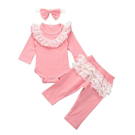 EHTMSAK Newborn Infant Baby Toddler Girl 3PCS Lace Bodysuit and Pants Set Long Sleeve Outfits Clothing Set Ruffle with Headband Pink 0-2Y 80
EHTMSAK Newborn Infant Baby Toddler Girl 3PCS Lace Bodysuit and Pants Set Long Sleeve Outfits Clothing Set Ruffle with Headband Pink 0-2Y 80