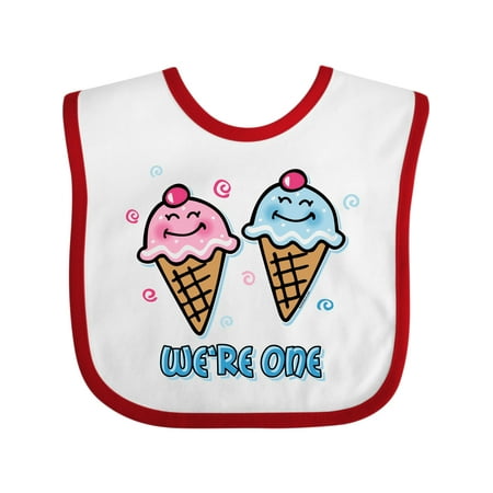 Inktastic Ice Cream We re One Twin Boy & Girl Gift Baby Boy or Baby Girl Bib