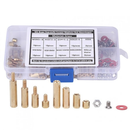 140Pcs M3 Brass Standoffs Screws Washers Nut Assortment Hex Set Hardware Accessories