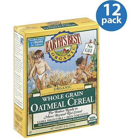 Earth's Best Whole Grain Oatmeal Cereal, 8 oz (Pack of 12)
