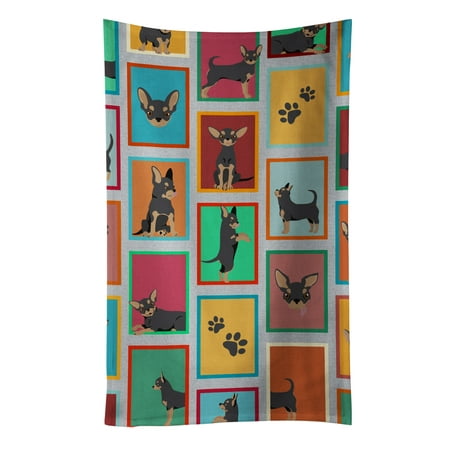 Lots of Black and Tan Chihuahua Kitchen Towel 15 in x 25 in