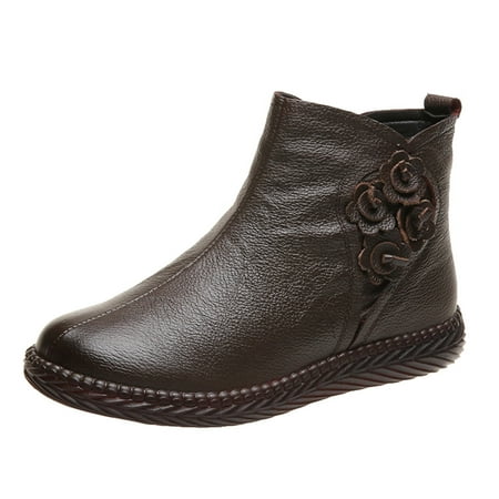 Women Walking Shoes Fashion Autumn Winter Women Ankle Boots Flat Soft Bottom Non Slip Comfort Side Zipper Flowers Ankle Boots for Women PU Brown
Women Walking Shoes Fashion Autumn Winter Women Ankle Boots Flat Soft Bottom Non Slip Comfort Side Zipper Flowers Ankle Boots for Women PU Brown