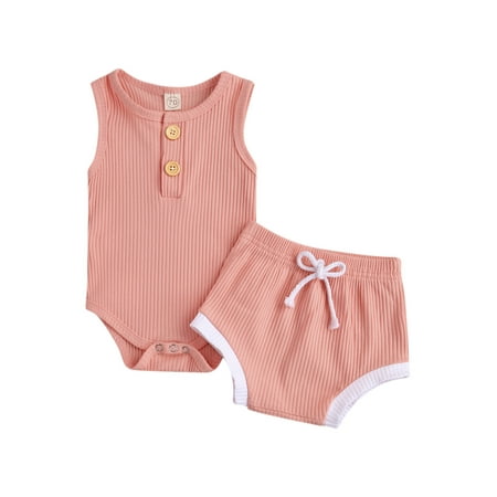 Izhansean Summer Newborn Baby Boy Girl Ribbed Solid Button Sleeveless Tops Shorts Clothes Pink 12-18 Months
Izhansean Summer Newborn Baby Boy Girl Ribbed Solid Button Sleeveless Tops Shorts Clothes Pink 12-18 Months