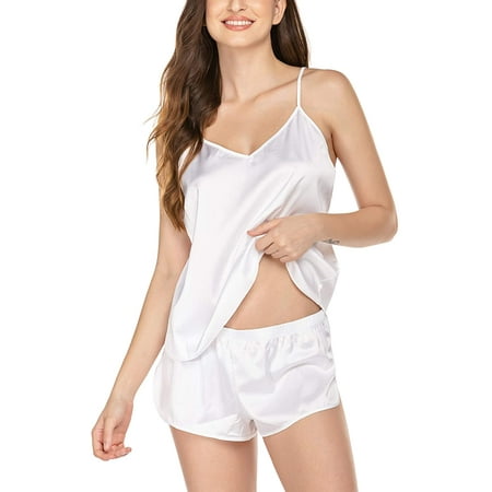 Womens Sexy Sleepwear Lingerie Satin Pajamas Cami Shorts Set Nightwear S-XL