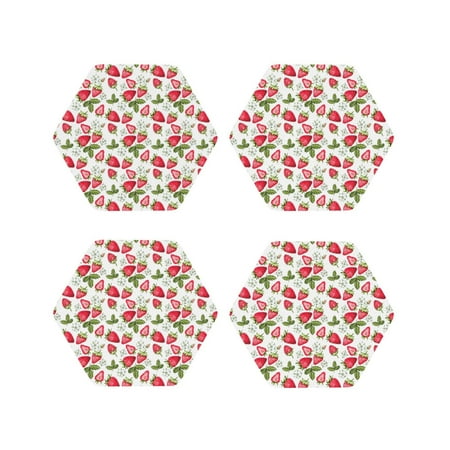 Coasters Set of 4 - Strawberry1 Drink Coasters for Tabletop Protection Leather Coasters for Living Room Decor and Housewarming Gift Hexagon
Coasters Set of 4 - Strawberry1 Drink Coasters for Tabletop Protection Leather Coasters for Living Room Decor and Housewarming Gift Hexagon