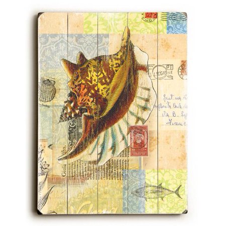 ArteHouse Decorative Wood Sign "Seashells" by Artist Cory Steffen, 30" x 40", Planked Wood