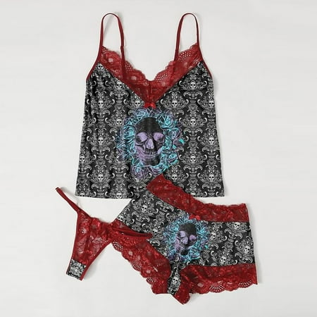 BSJJY Women Exquisite Lace Lingerie Bra+Short+Briefs Set Skull Print Sleepwear
BSJJY Women Exquisite Lace Lingerie Bra+Short+Briefs Set Skull Print Sleepwear