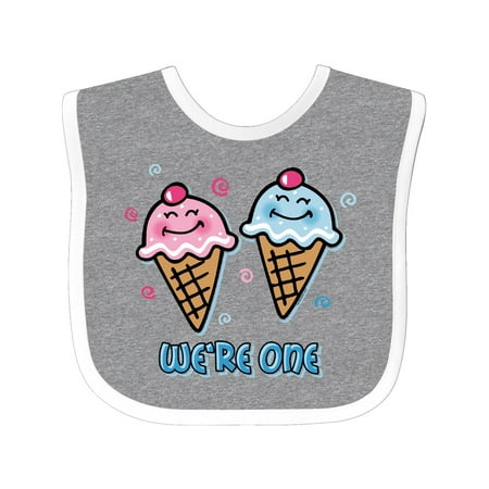 Inktastic Ice Cream We re One Twin Boy & Girl Gift Baby Boy or Baby Girl Bib
