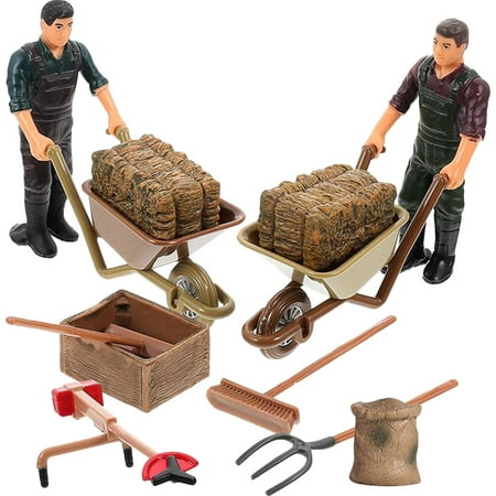 NUOLUX 12pcs Miniature Farm Accessories And Farmer Models Mini Farm Scene Accessories