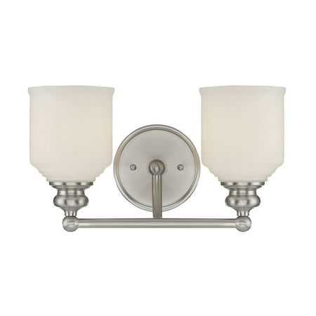 Savoy House 8-6836-2-SN Melrose 2 Light Bathroom Vanity Light in a Satin Nickel Finish with White Opal Etched Glass (14.5 W x 7.75 H)
Savoy House 8-6836-2-SN Melrose 2 Light Bathroom Vanity Light in a Satin Nickel Finish with White Opal Etched Glass (14.5 W x 7.75 H)
