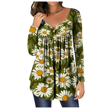 Moxiu Henley Shirt Women Women s Casual Pleated Fashion T-shirt Flower Printed Long Sleeve Round Neck Ruched Pullover Blouse Tops
Moxiu Henley Shirt Women Women s Casual Pleated Fashion T-shirt Flower Printed Long Sleeve Round Neck Ruched Pullover Blouse Tops