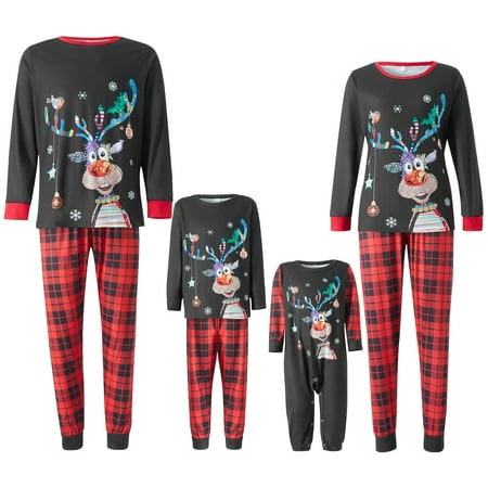 Inevnen Christmas Family Matching Pajamas Set Elk Print Long Sleeve Tops and Casual Loose Plaid Pants Sleepwear
Inevnen Christmas Family Matching Pajamas Set Elk Print Long Sleeve Tops and Casual Loose Plaid Pants Sleepwear