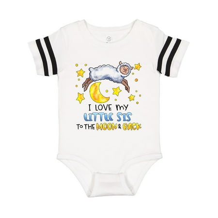 Inktastic I Love my Little Sis to the Moon and Back Cute Sheep Gift Baby Boy or Baby Girl Bodysuit