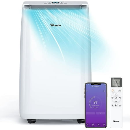 

Wamife Smart Portable Air Conditioner with Heater 8000BTU (12000 BTU ASHRAE) for Room Up To 400 Sq.Ft Cool/Heat/Dry/Sleep 4 Modes APP/Voice/ Remote Control