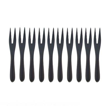BambooMN Reusable Bamboo Appetizer Forks Picks 3.7" Black, 10 Pcs