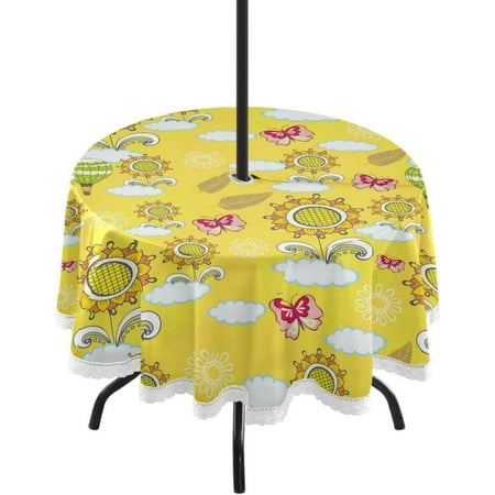 Hyjoy Sunflower Outdoor Tablecloth with Umbrella Hole and Zipper Waterproof Round Tablecloth 60 Inch for Party Patio Picnic Holiday Dinner Summer
Hyjoy Sunflower Outdoor Tablecloth with Umbrella Hole and Zipper Waterproof Round Tablecloth 60 Inch for Party Patio Picnic Holiday Dinner Summer
