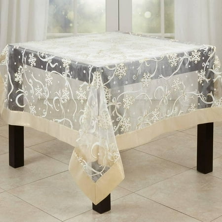 Fennco Styles Printed Snowflake & Ribbon Semi-Sheer Tablecloth 60 W x 60 L - Gold Festive Table Topper for Home Décor Banquets Christmas Holiday and Special Events
Fennco Styles Printed Snowflake & Ribbon Semi-Sheer Tablecloth 60 W x 60 L - Gold Festive Table Topper for Home Décor Banquets Christmas Holiday and Special Events