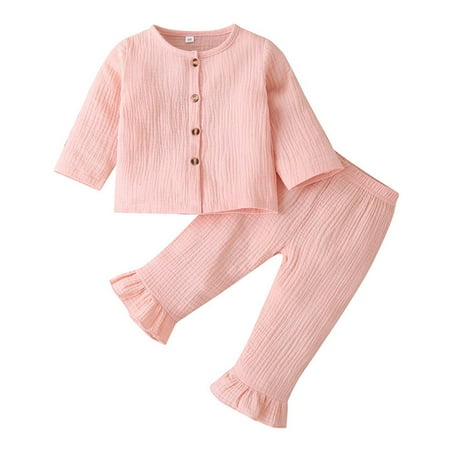 Fesfesfes Toddler Kids Baby Girls Button Solid Color Long Sleeved Trousers Clothes Suit
Fesfesfes Toddler Kids Baby Girls Button Solid Color Long Sleeved Trousers Clothes Suit