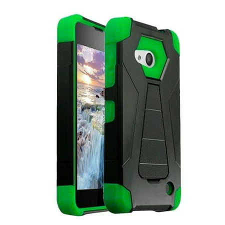 Insten Hard Dual Layer Plastic Silicone Cover Stand Case For Microsoft Lumia 650 - Black/Green